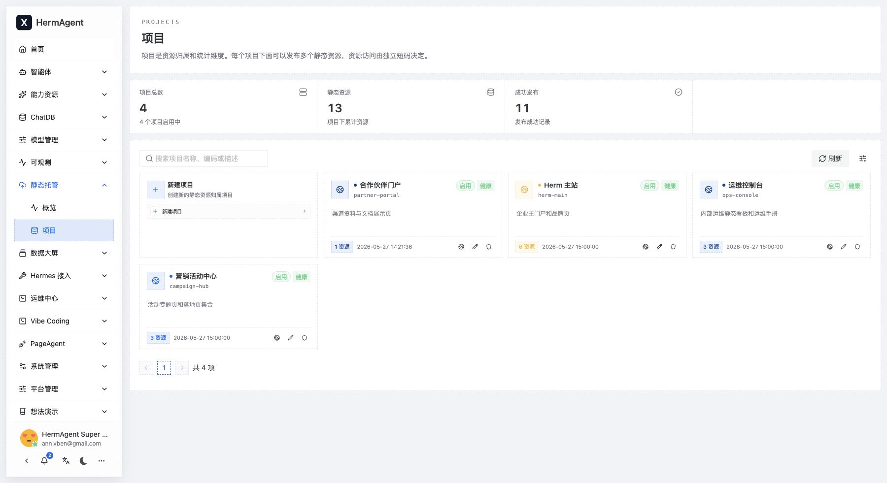 静态托管项目列表